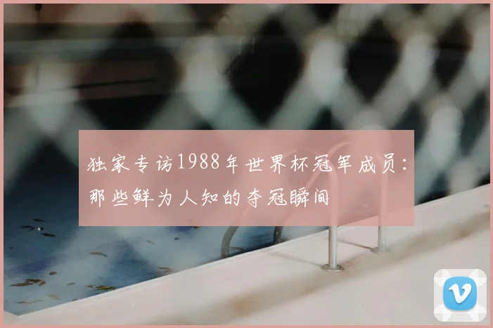 独家专访1988年世界杯冠军成员：那些鲜为人知的夺冠瞬间
